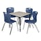 Regency Tables > Height Adjustable > Square Table & Chair Sets, 30 W, 30 L, 23-39 H, Maple TB3030PLAPBK40NV - alternate 1